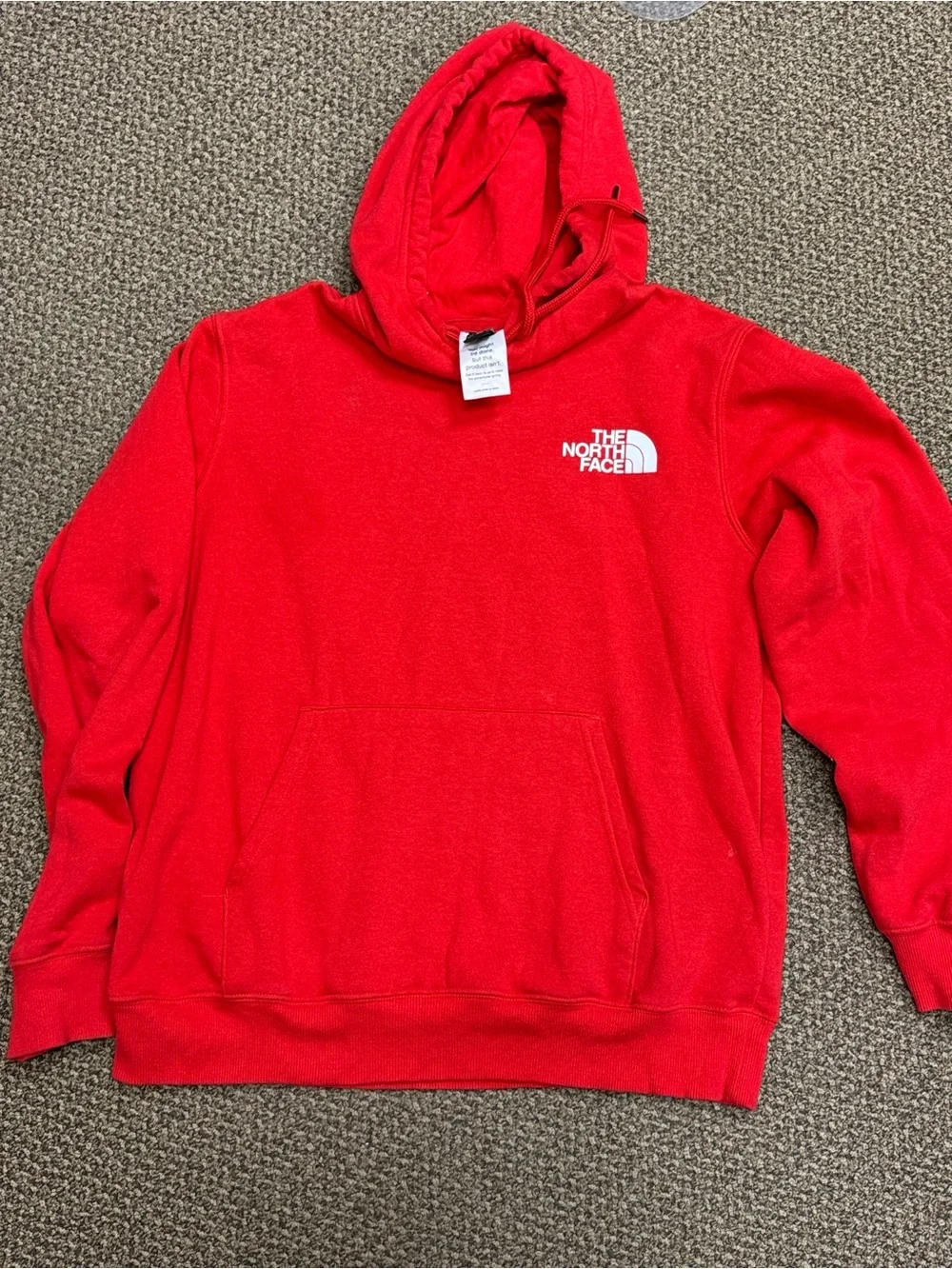 The North Face Men's Hoodie Medium Gray Logo Pullover Sweatshirt.